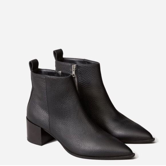 Everlane Boss Boots Black Pebbled Leather - Picture 1 of 13